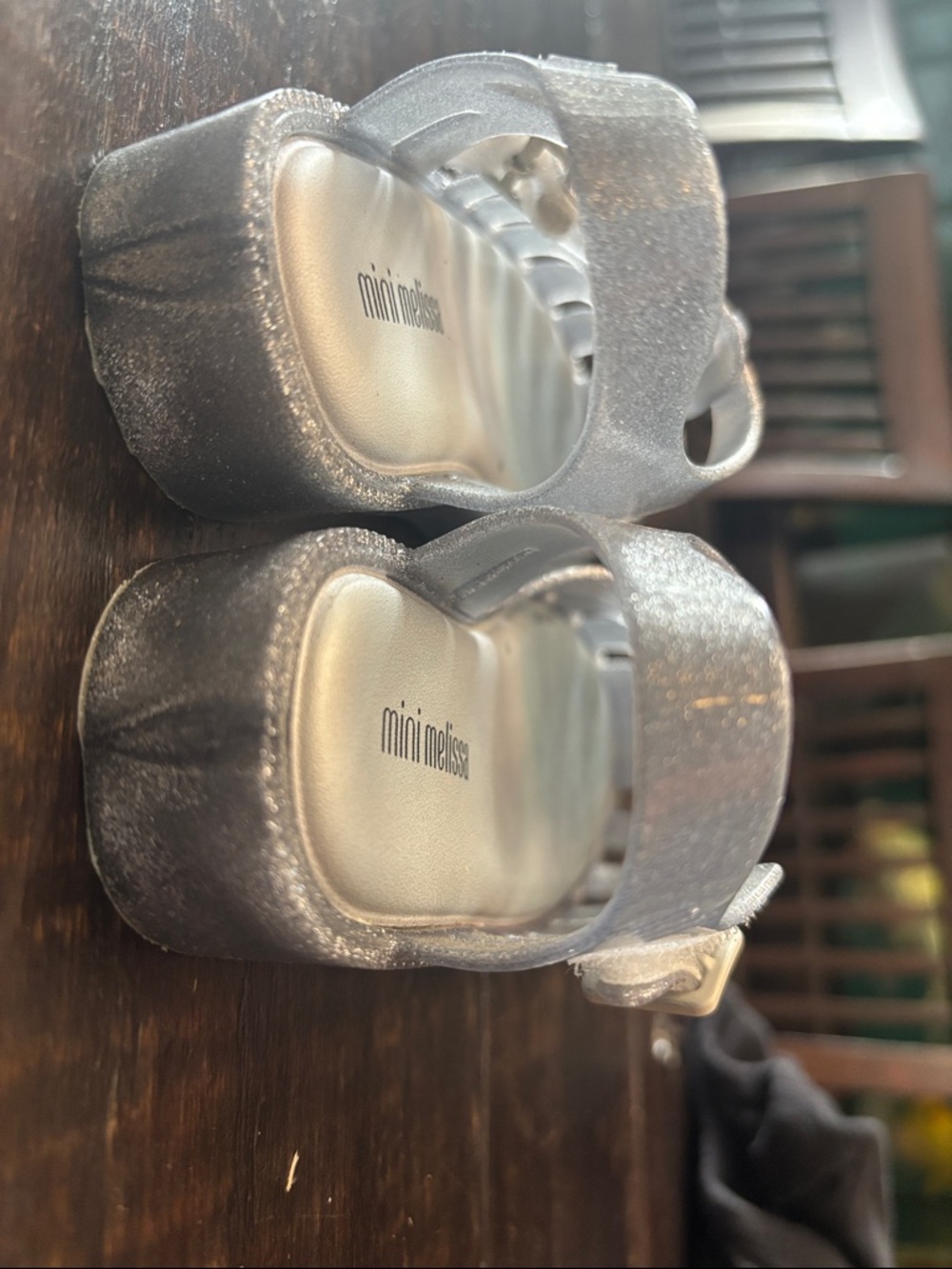 Mini Melissa Metallic Silver Glitter Jelly Sandals - Picture 6 of 10